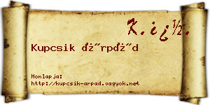 Kupcsik Árpád névjegykártya