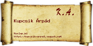 Kupcsik Árpád névjegykártya